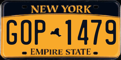 NY license plate GOP1479