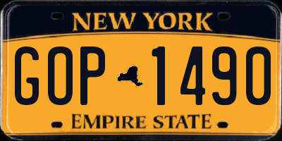 NY license plate GOP1490