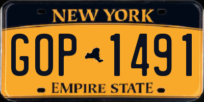 NY license plate GOP1491