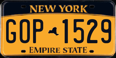NY license plate GOP1529