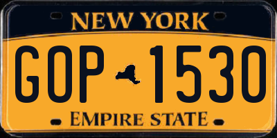 NY license plate GOP1530