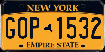 NY license plate GOP1532