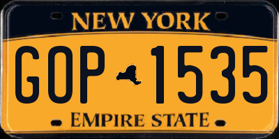 NY license plate GOP1535