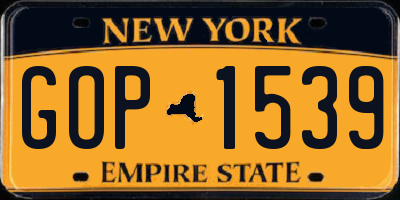 NY license plate GOP1539