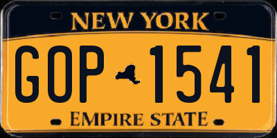 NY license plate GOP1541