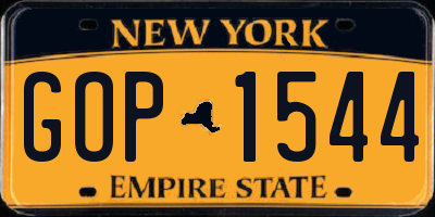 NY license plate GOP1544