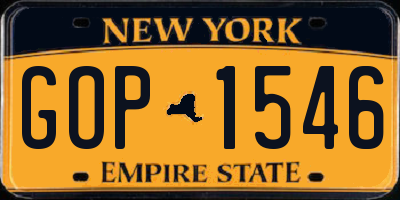 NY license plate GOP1546