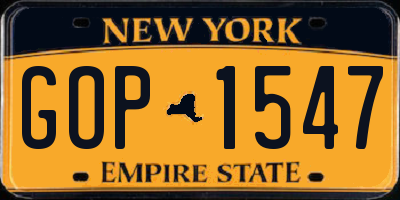 NY license plate GOP1547