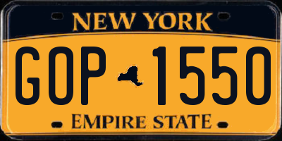 NY license plate GOP1550