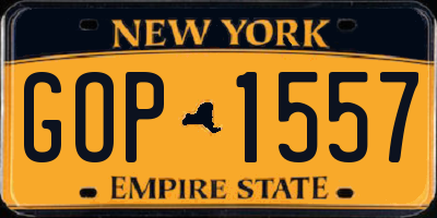 NY license plate GOP1557
