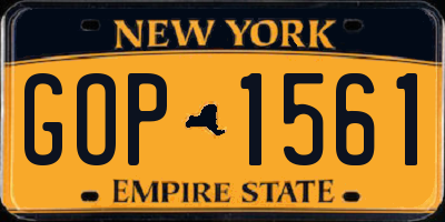 NY license plate GOP1561