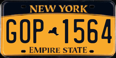 NY license plate GOP1564