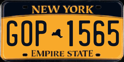 NY license plate GOP1565