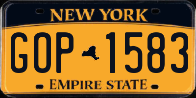 NY license plate GOP1583