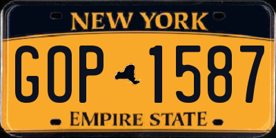 NY license plate GOP1587