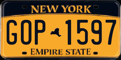 NY license plate GOP1597