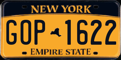 NY license plate GOP1622