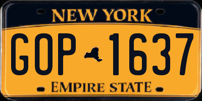 NY license plate GOP1637