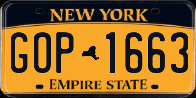 NY license plate GOP1663