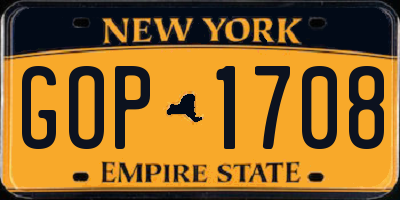NY license plate GOP1708