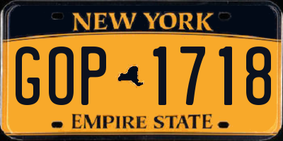 NY license plate GOP1718