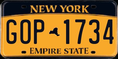 NY license plate GOP1734