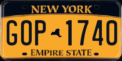 NY license plate GOP1740
