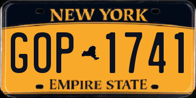 NY license plate GOP1741