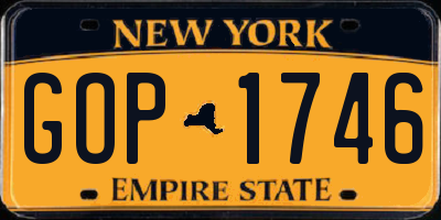 NY license plate GOP1746