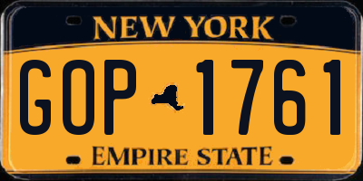 NY license plate GOP1761
