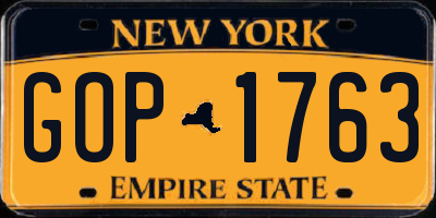 NY license plate GOP1763