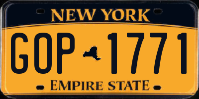 NY license plate GOP1771