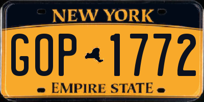NY license plate GOP1772