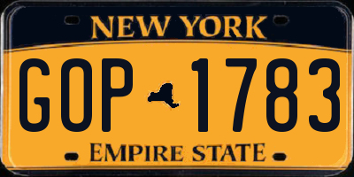 NY license plate GOP1783