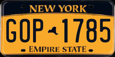 NY license plate GOP1785