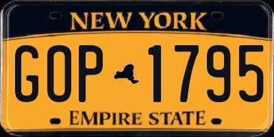 NY license plate GOP1795