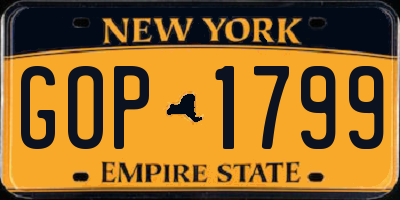 NY license plate GOP1799