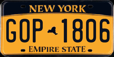 NY license plate GOP1806