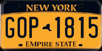NY license plate GOP1815