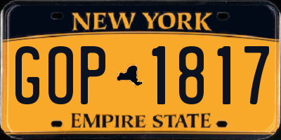NY license plate GOP1817