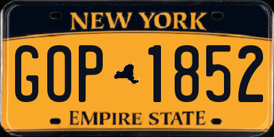 NY license plate GOP1852