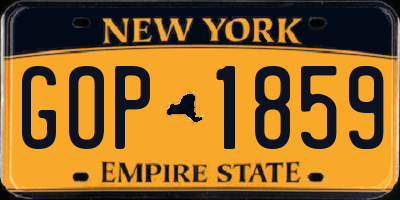 NY license plate GOP1859