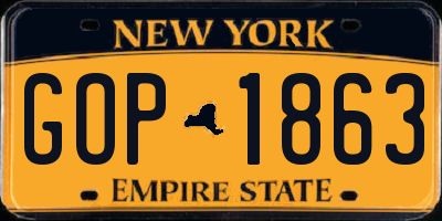 NY license plate GOP1863