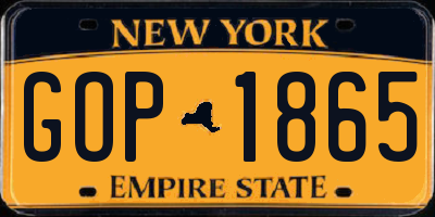 NY license plate GOP1865