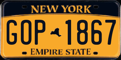 NY license plate GOP1867