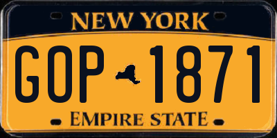 NY license plate GOP1871