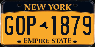 NY license plate GOP1879