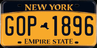 NY license plate GOP1896