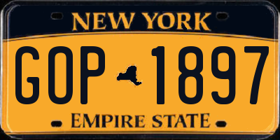 NY license plate GOP1897