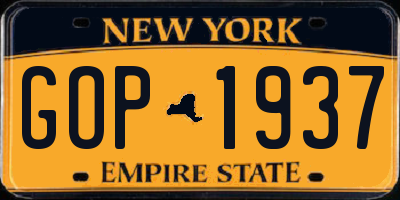 NY license plate GOP1937